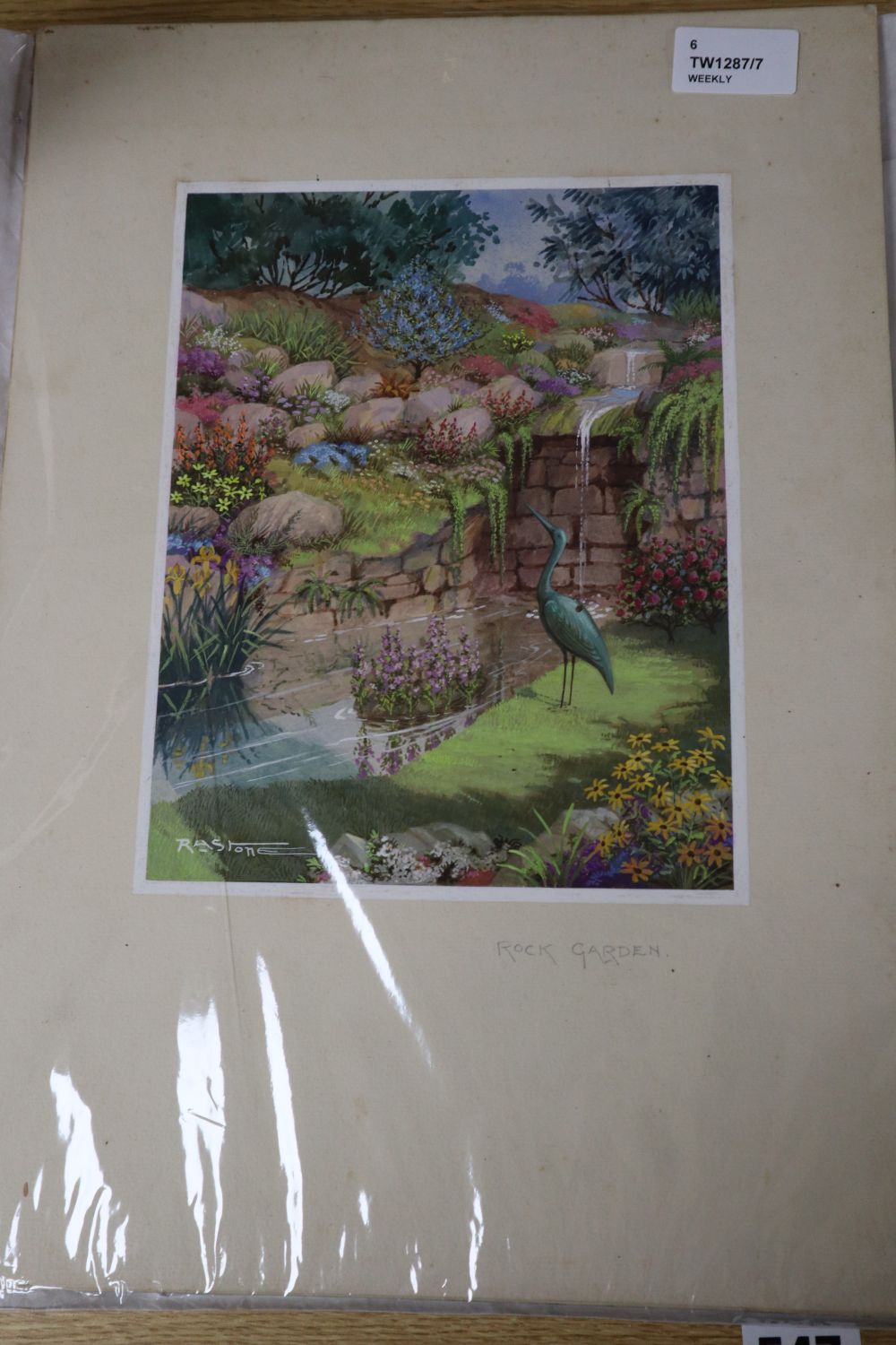 R. A. Stone (20th century), Rock Garden and Lost, signed, watercolour and four other small unframed watercolour drawings,